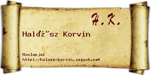 Halász Korvin névjegykártya